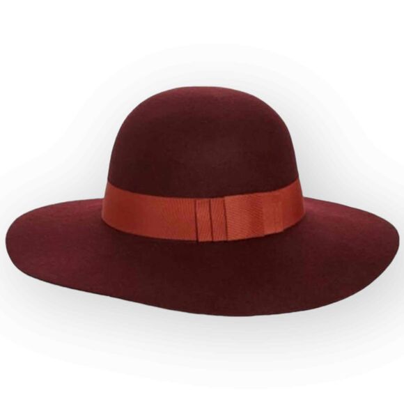 Nordstrom Accessories - Wide Brim Floppy Wool Hat - Burgundy Red Combo